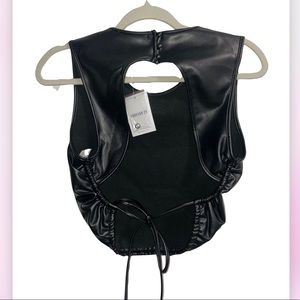 Faux leather cropped top